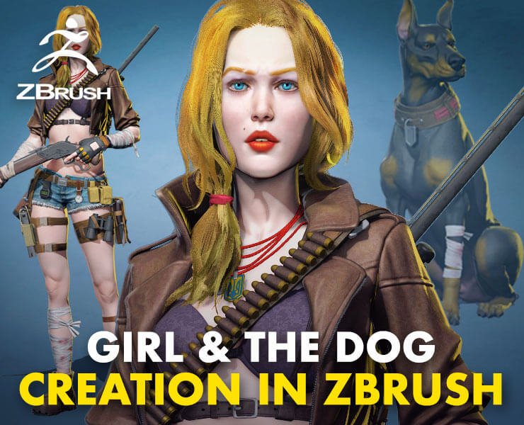 girl and dog creation in zbrush